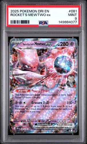2025 POKEMON DRI EN-DESTINED RIVALS #081 TEAM ROCKET'S MEWTWO EX PSA 9