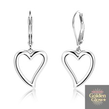 Sterling Silver Heart Dangle Earrings for Women Trendy Silver Hypoallergenic