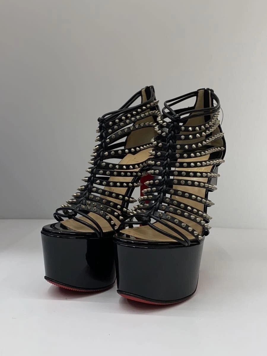 Christian Louboutin — Christian Louboutin Heel Pumps Sandal EU:35 US:5 Black Leather Spike Studded