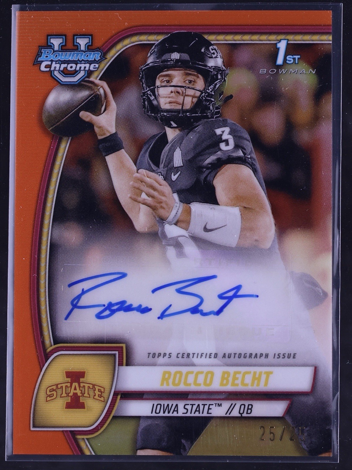 2024 ROCCO BECHT 1st Bowman U Chrome AUTO True Orange /25 RC 🔥 PSU