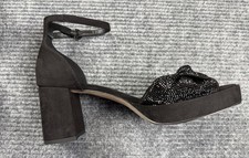 J.Crew Black Rhinestone Platform Block Heel Ankle Strap Sandals Size 10 New