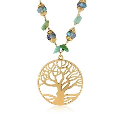 Tree Of Life Medallion Colorful Beaded Handmade Statement Necklace For Women