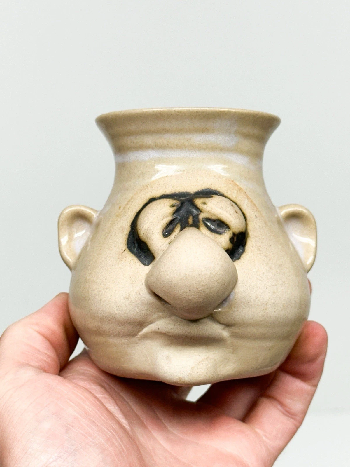 Vintage Peter Petrie " Snot A Mug " Egg Separator Pottery Mug Planter Sculpture