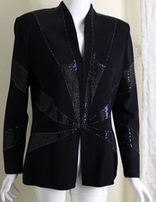 St. John Evening Sz 10 Glitz Amazing Starbust Zip Evening Blazer Jacket M L