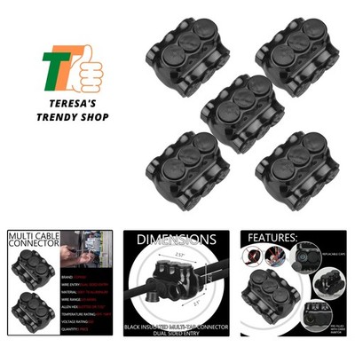 5 Pack 3 Port Insulated Wire Connectors Aluminum Inline Splice Tap Connector ...