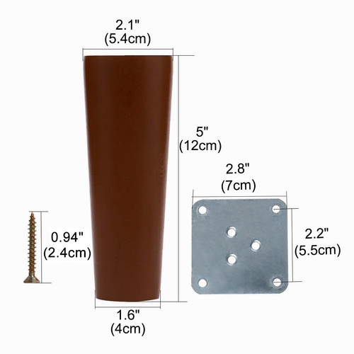 5" Round Solid Wood Furniture Leg Closet Table Cabinet Feet Replacement Set of 4 - Picture 2 of 7