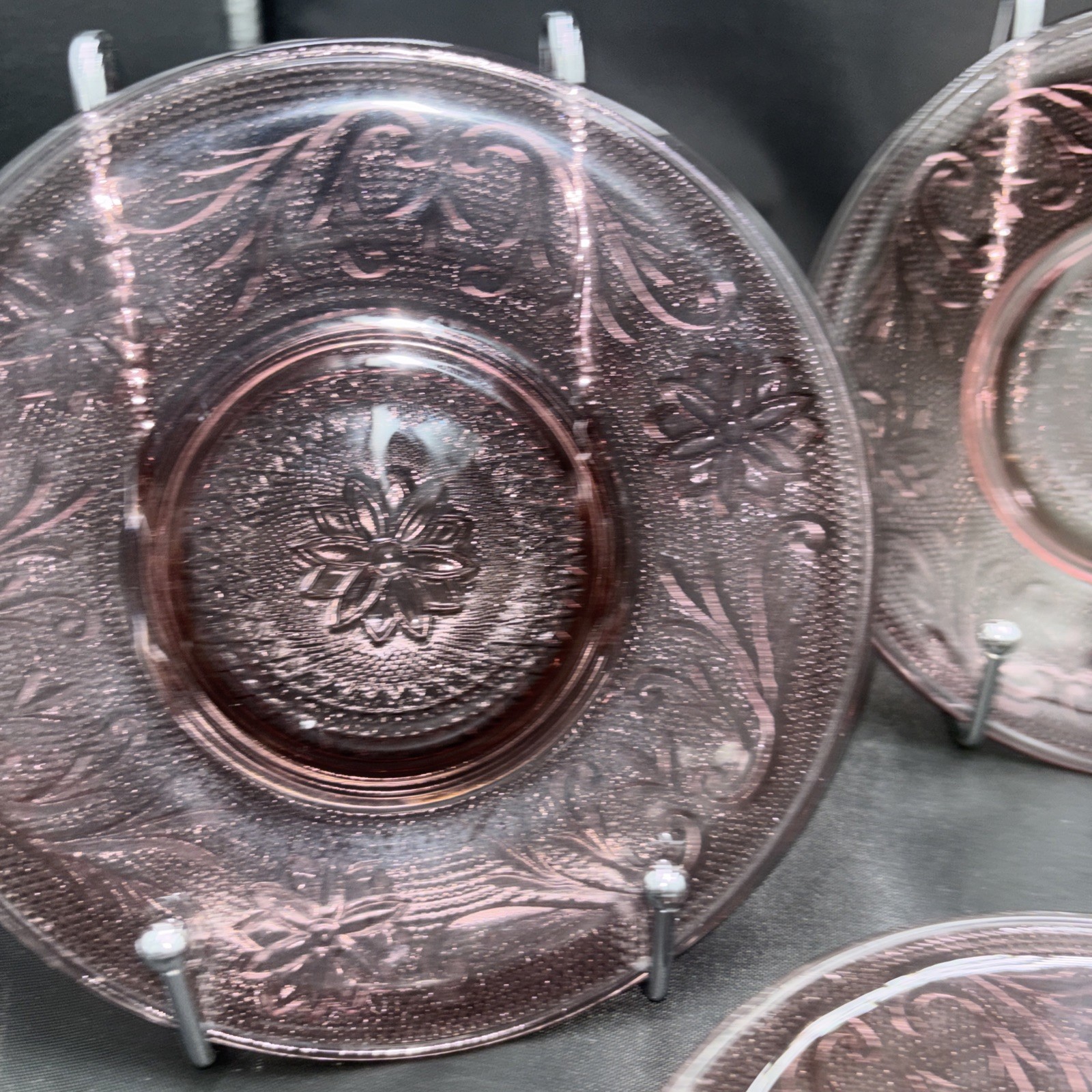 Indiana Glass Tiara Sandwich Purple Saucer Plates Plum Amethyst 6