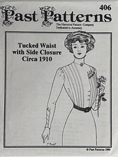 PAST PATTERNS 406 MISSES 10-20 fitted BLOUSE 1910 Edwardian Collar PATTERN UNCUT
