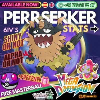 Perserker Shiny Alpha 6IVs Competitive for Pokemon ZA Legends