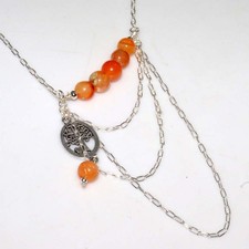 Outstanding Beaded Carnelian 925 Silver Plated Necklace 18" Most Beautiful JW