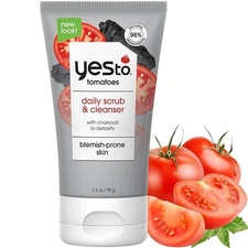 Yes To Tomatoes Skin Detoxifying Charcoal Deep Cleansing Scrub 3.5 Oz,EXP-1/2024