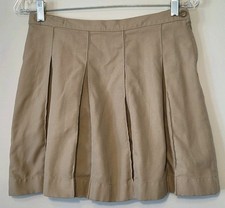 Lands' End Uniform Skirt Girls Size 14 khaki Tan Adjustable Waist Pleats