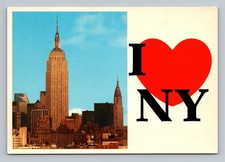 Postcard NY I Love New York Heart Empire State Building Continental