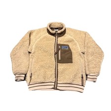 1990s Vintage Patagonia Jacket Youth M 10 Oatmeal Retro-X Deep Pile Fleece USA