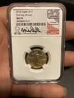 2018  $10 American Gold Eagle 1/4 oz NGC MS70 FDI Mike Castle Flag Label