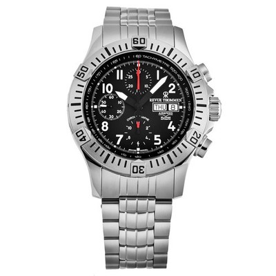 Revue Thommen Air Speed Chrono Auto Day-Date Black Dial S/S 16071.6134