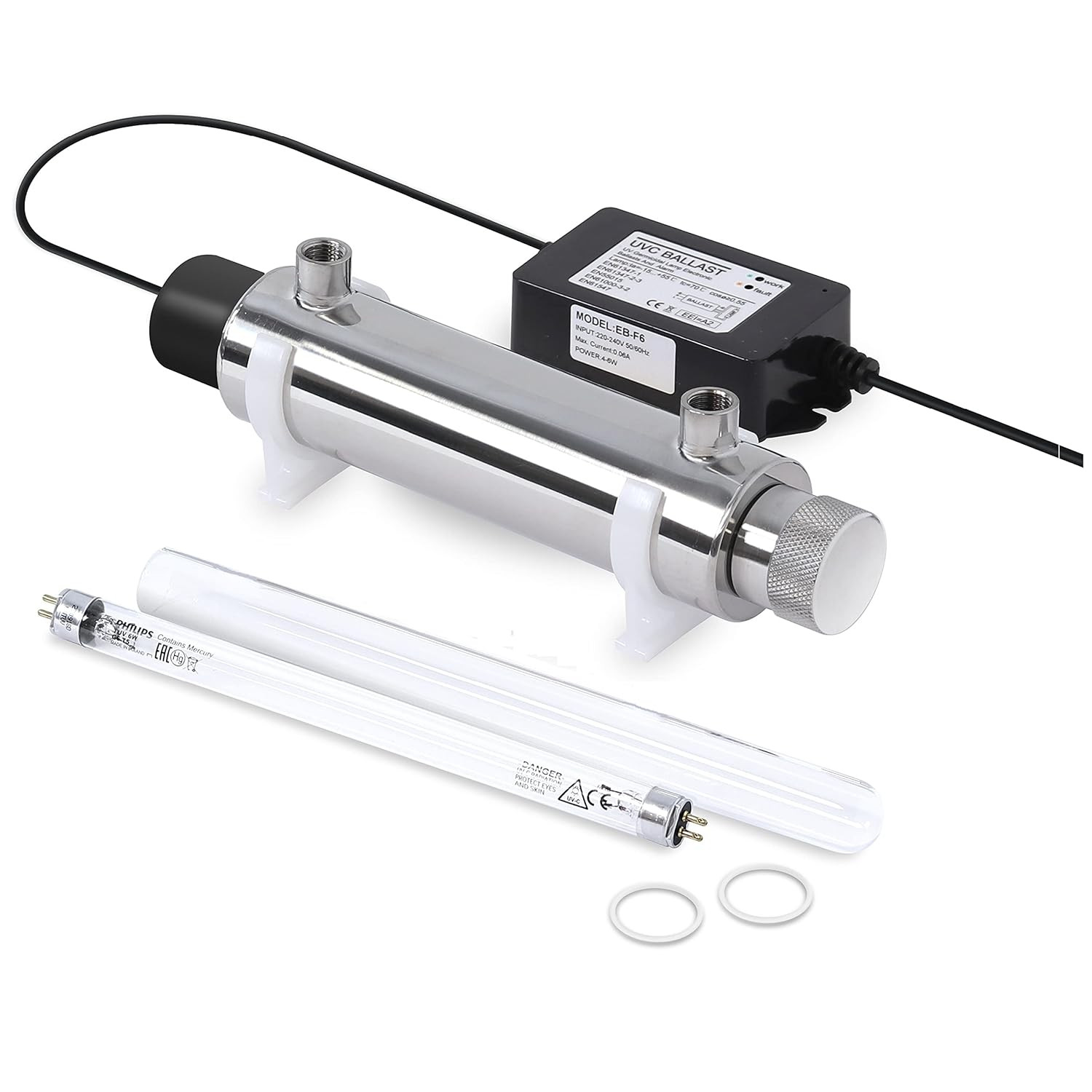 Sistema Debatterizzatore UV 6W Inox - Portata 2 Lt/min per Microfiltrazione