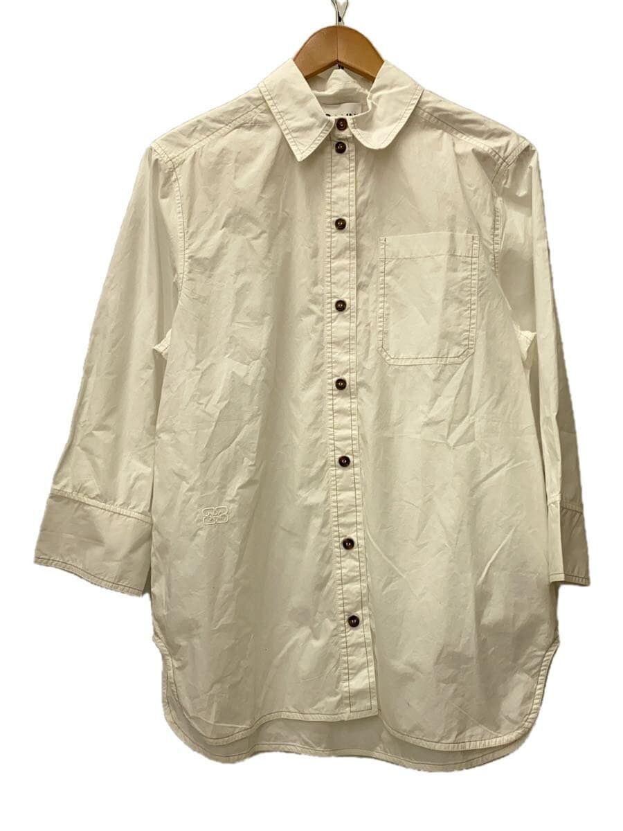 Camicia GANNI altra manica lunga 34 poliestere WHT tinta unita usata