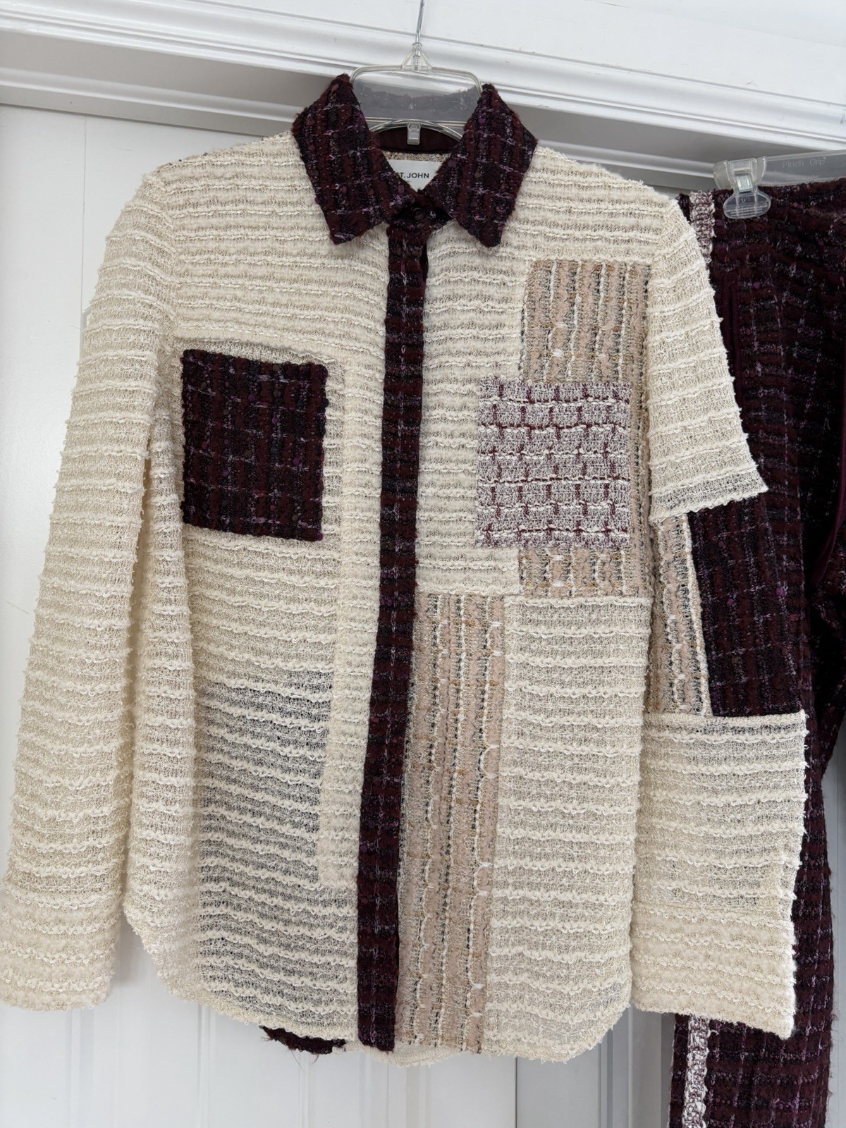 ST. JOHN Boucle Patchword Button Down Top & Pant … - image 3