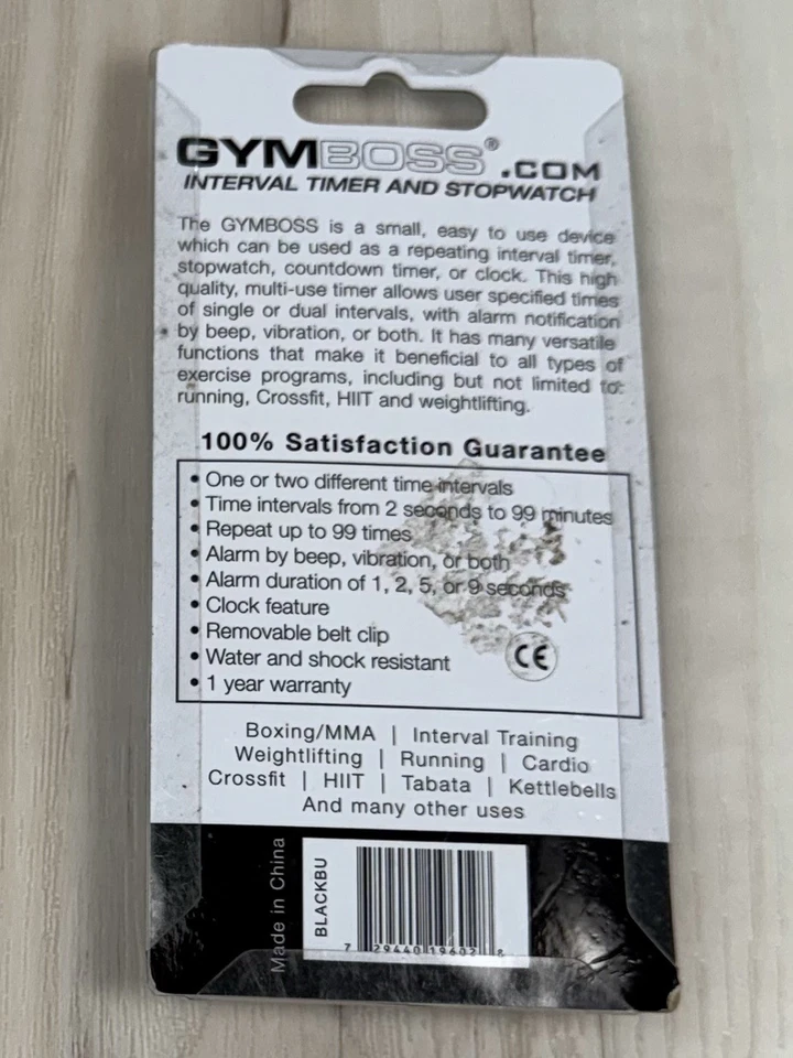 GYMBOSS Interval Timer & STOPWATCH Alarm Clock Belt Clip Black/Blue NIP NEW - Image 2 of 2