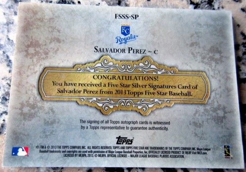 SALVADOR PEREZ 2013 Topps Certified SP Auto 08/15 Royals WS Ring MVP 48 HRs $$ - Picture 11 of 11