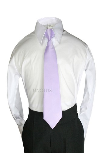 Satin Clip On Tie for Baby Toddler Kid Teen Boy Formal Tuxedo Suit 23 Color Pick - Picture 11 of 47