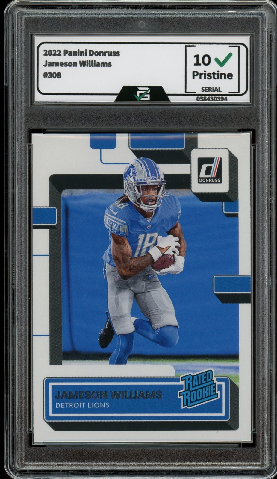 2022 Panini Donruss #308 Jameson Williams GRADED 10 GEM MINT ROOKIE CARD RC