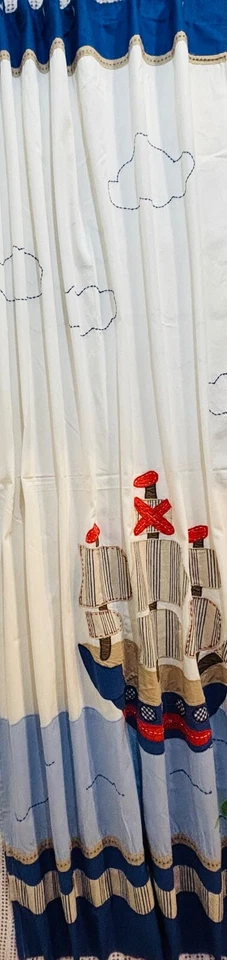 Pottery Barn Kids Jake's Treasure Pirate Ship Shower Curtain 100 % Cotton - Image 4 of 4