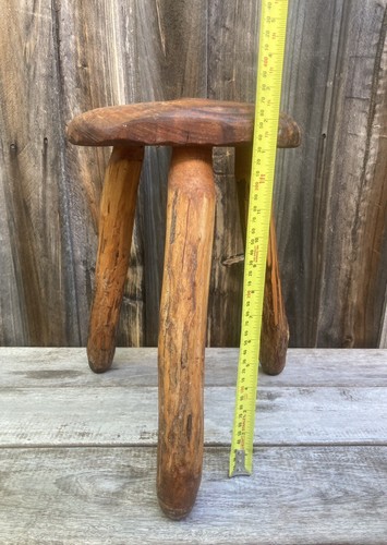 Vintage Ironbark Wooden Three Legged Milking Stool, Solid Hand Crafted Wood - Picture 5 of 24