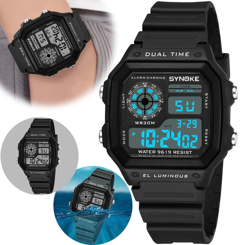 Fashion Men's Sports Watch LED Large Digital Waterproof Multifunction Wristwatch