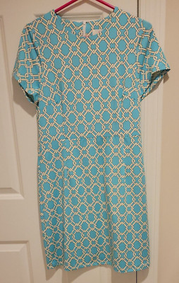 JB Julie Brown Women's Sprinkle Turquoise Pretzel Jersey Dress Size S NWT