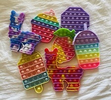 Lot of Pop It  s Fidget Stress Relief Toy Peach Drink Lama Food Cupcake Pop-It