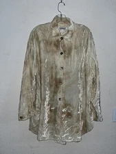 CITRON Santa Monica Tie Dye Beige Rayon Soft Velvet Button Front Jacket Tunic L