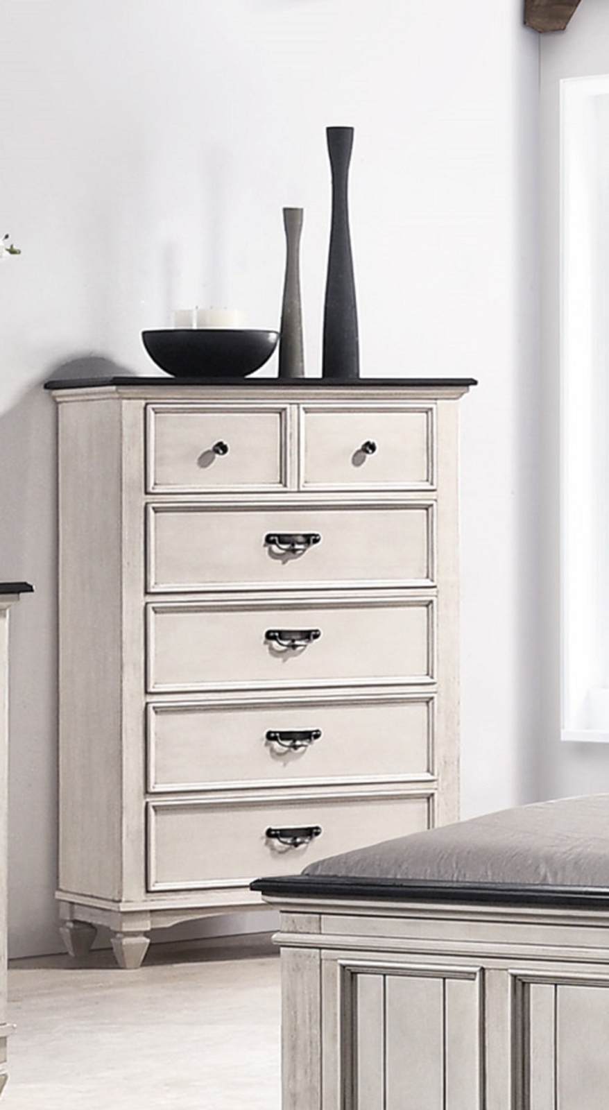 Farmhouse 2-Tone Chest | Storage Drawers | Black Nickel