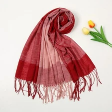 Plaid Scarf Plain Scarves with Tassel Fringe Autumn Winter Long Shawls and Wraps