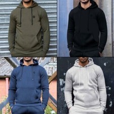 Enzo Mens Hoodie Pullover Over Head Coat Fleece Hoody Hooded Jumper Sweatshirt