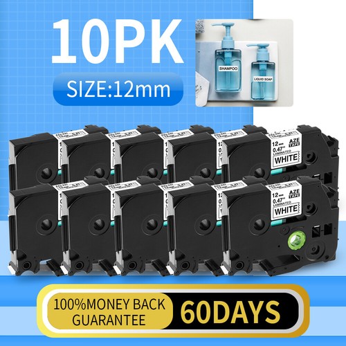 10Pk Compatible Label Maker Tape 12mm for Brother PTouch TZ231 TZe