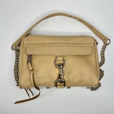 Rebecca Minkoff Leather Mini M.A.C. in Buttery Beige with Gold Hardware