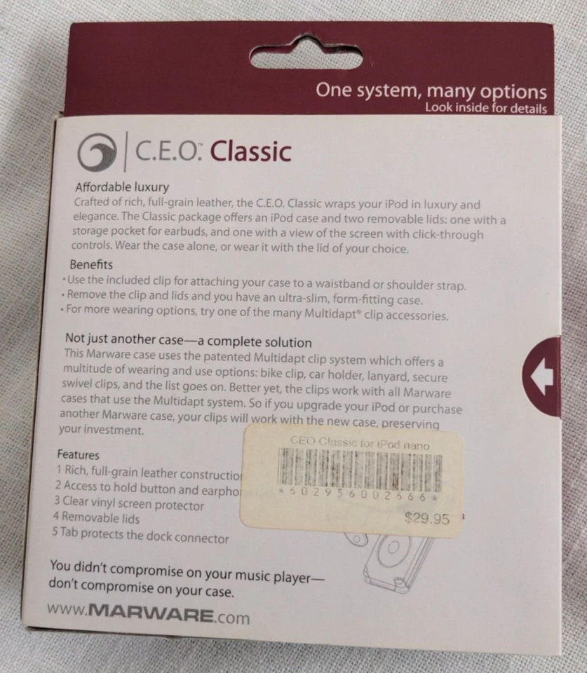 NIB Marware CEO Classic iPod Nano Leather Case 2 Lids Pocket Belt Clip $30 NEW - Image 4 of 4