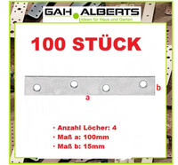 100 StÜCk Gah Stahl Sdm Verzinkt Holzverbinder Flachverbinder 100 X 15 X 1,75Mm