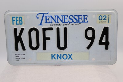 2000-2005 Issue Tennessee Sounds Good To Me Vanity Tag Knox County KOFU 94