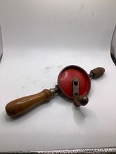 VTG Hand Crank Drill Stanley No 1221 Egg Beater tyle USA Wood Handle