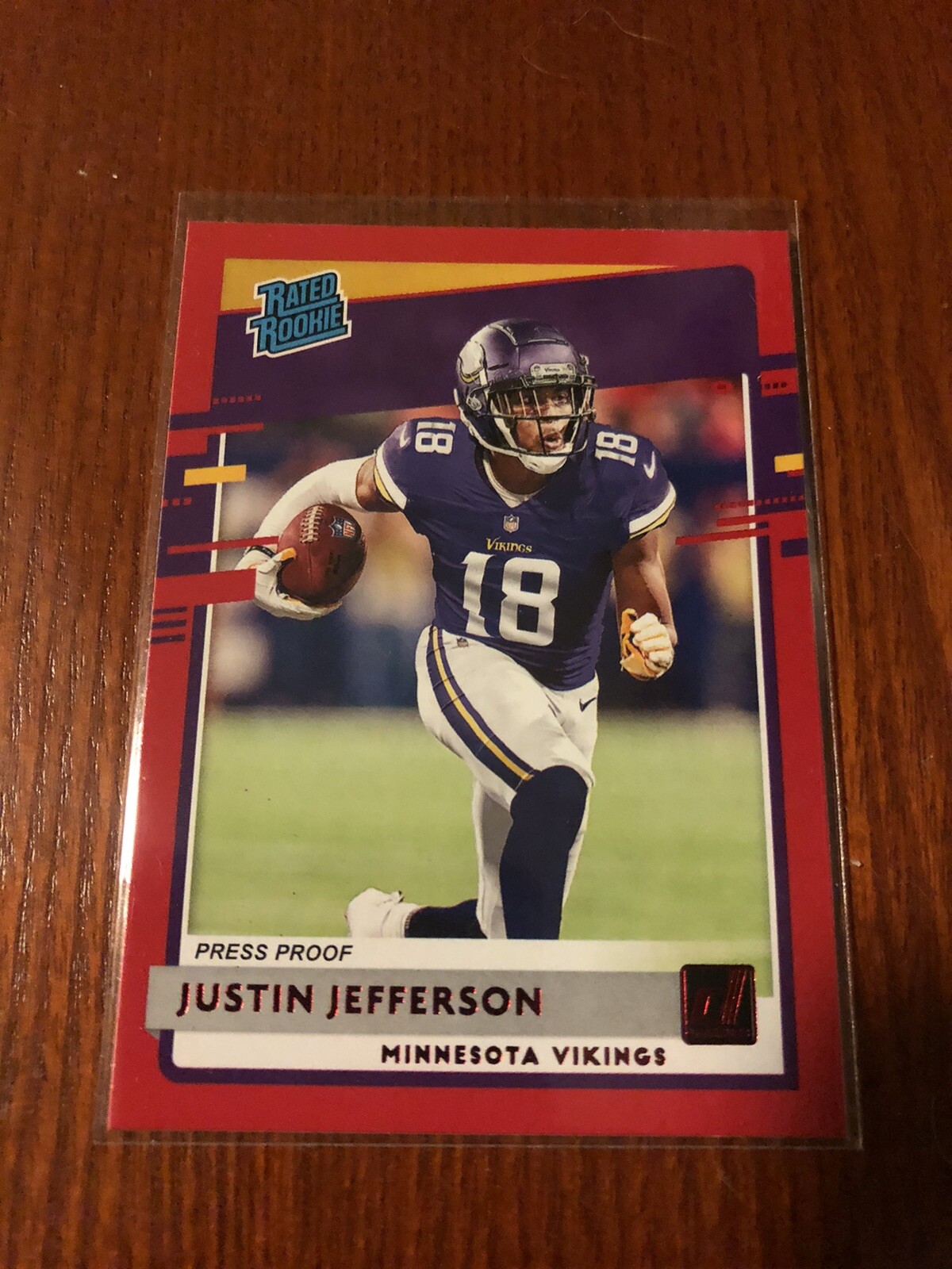 2020 Donruss Football Justin Jefferson Rated Rookie RC Red Press Proof #313