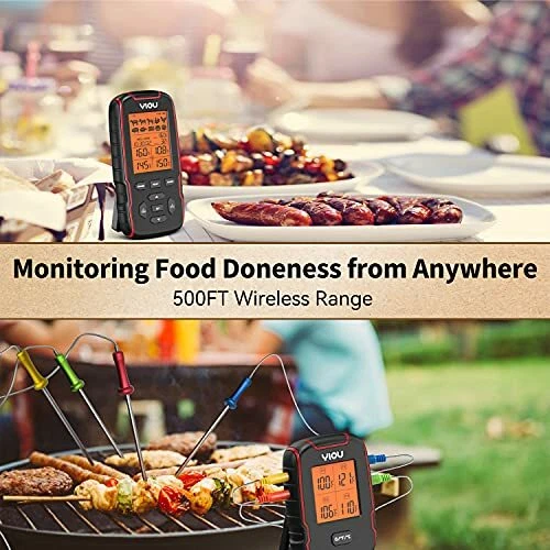 Wireless Meat Thermometer For Cooking Digital Meat Thermometer With 4 Probes 500