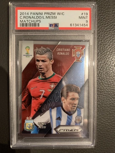 2014 Panini Prizm World Cup #19 Cristiano Ronaldo/Lionel Messi Matchups PSA 9