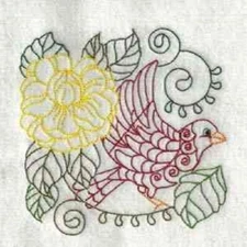 Colorline Birds & Flowers, Quilting Blocks, Machine Embroidered, 12 Squares