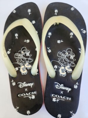 COACH X DISNEY Minnie Flip Flop Slippers Sandals Size 6