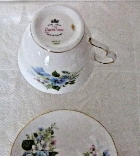 Vintage Queen Anne Blue Flowers Cup and Saucer Set England Bone China Cottage - Picture 5 of 6