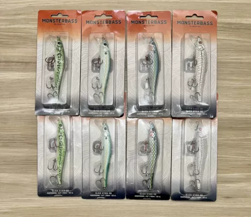 Monsterbass (Lot Of 8) Slick Stick 110 Suspending Jerkbaits. Free Shipping! NWT!