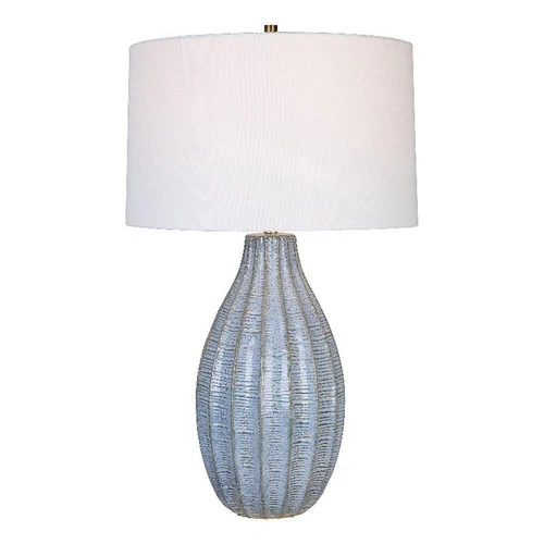 Uttermost Veston Farmhouse Steel and Ceramic Table Lamp in Blue - Picture 1 of 7